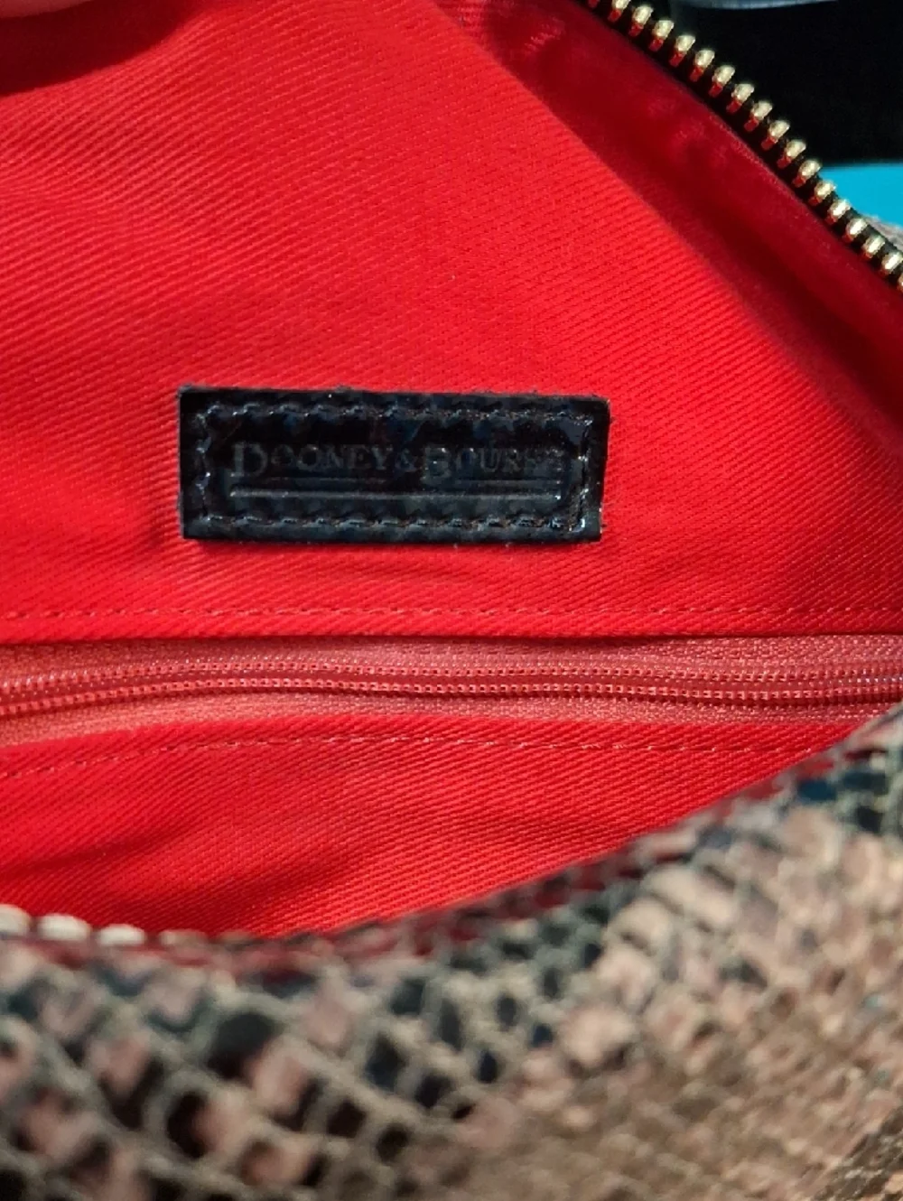 Dooney & Bourke Nikki Snake-Print Hobo with Black Patent Trim